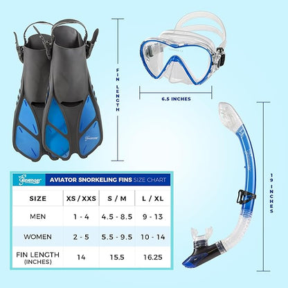 Seavenger Aviator Snorkeling Set with Gear Bag