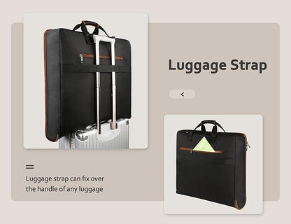 MATEIN Suit Carry On Garment Bag for Travel, Suit Bag with Detachable Adjustable Shoulder Strap, Waterproof Foldable Garment Luggage for Men Women, Large Compartment for Carrying Clothes, Black Stripe