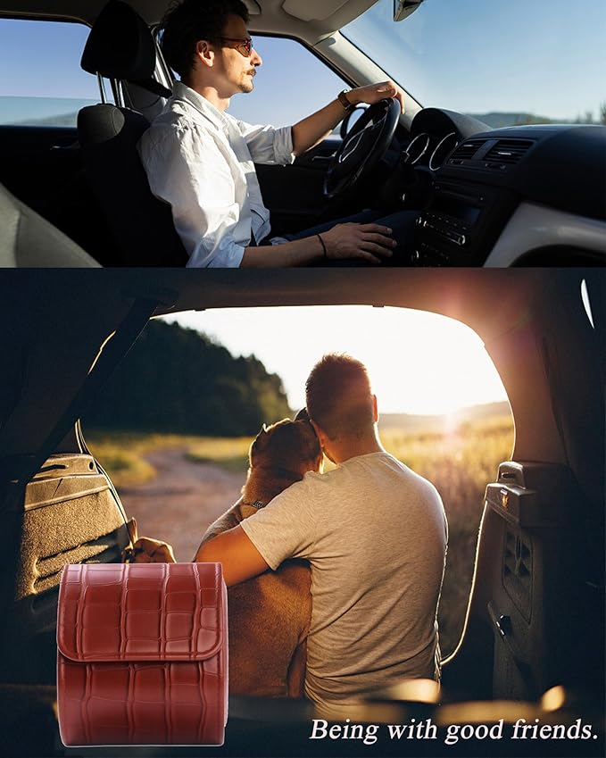 MR.OKAY Single Watch Travel Case-Classic Leather Watch Case With Superb Texture.(Portable Watch Roll Or Organizer For Storage And Display).Festival Gift For Men, All Handcrafted By Artisans.
