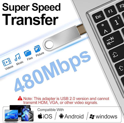 𝟒𝐏𝐚𝐜𝐤 𝐔𝐩𝐠𝐫𝐚𝐝𝐞𝐝 USB to USB C Adapter,Type-C Female to A Male Car Charger OTG Converter for Apple Watch Ultra 8 9 10,iPhone 16 15 14 13 Pro Max,Samsung S24,Nintendo Switch,AirPods,iPad,Car