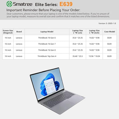 Smatree Laptop Sleeve for 16 inch Lenovo ThinkBook 16 Gen 8/Gen 7/Gen 6, for ThinkBook 16p Gen 4 Laptop, Case with Accessory Pocket, YKK Zipper, Shockproof Design, Green(E639G)
