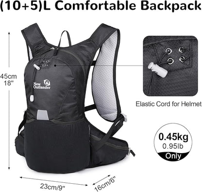 12L Small Hiking Backpack with Adjustable Chest Strap for Men, Running Backpack with Phone Pocket, Black