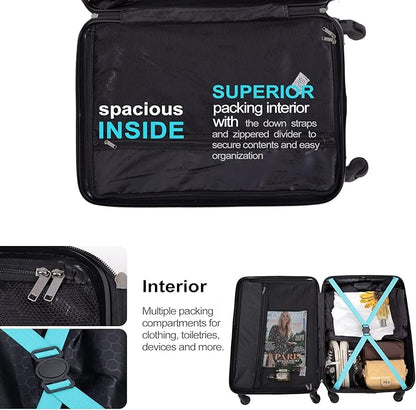 Travelhouse Luggage Sets, Expandable Hardside Suitcases 24in/28in, Carry on 20in,3 Piece Set Travel Luggages Clearance with Double Spinner Wheels TSA Lock Lightweight (Turpuoise-85)