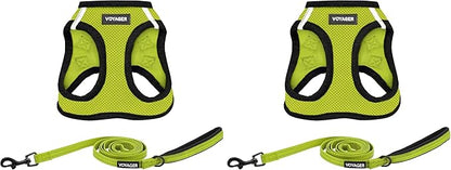 Voyager Step-in Air All Weather Mesh Harness & Reflective Dog 5 ft Leash Combo, Neoprene Handle, for Small, Medium, Large Breed Puppies by Best Pet Supplies - Leash Harness (Lime/Black Trim), M