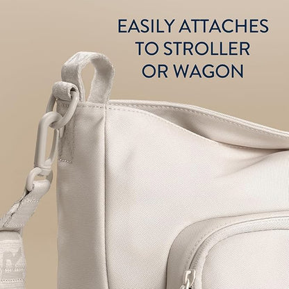 Itzy Ritzy Belong Cargo Caddy - Attaches to Stroller or Wagon; Also Includes Shoulder/Crossbody Strap (Cream)