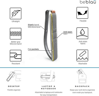Beblau SLIM Portable Tech Organizer attachable to your laptop & notebook | Backpack & desktop organizers Office, Home & School | Working from Home Solution | Laptop accessories
