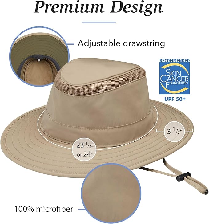 Wallaroo Hat Company Men's Summit Sun Hat – UPF 50+ Sun Protection, Wide Brim, Packable, Chin Strap and Adjustable Sizing
