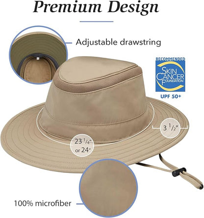 Wallaroo Hat Company Men's Summit Sun Hat – UPF 50+ Sun Protection, Wide Brim, Packable, Chin Strap and Adjustable Sizing