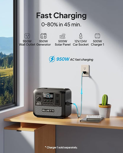 BLUETTI AC70 Solar Generator with 200W Solar Panel (Ships Separately), 768Wh Portable Power Station with 2 1000W (Power Lifting 2000W) AC Outlets, 0-80% in 45 Min, LFP Backup Power for Camping, Travel