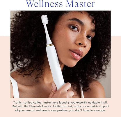 Vanity Planet Elements Ultrasonic Electric Toothbrush - Gold - Advanced Oral Care with UV Sanitizing Charger Base with 3 Replacement Heads - 99.9% Effective Keeping Your Teeth Clean