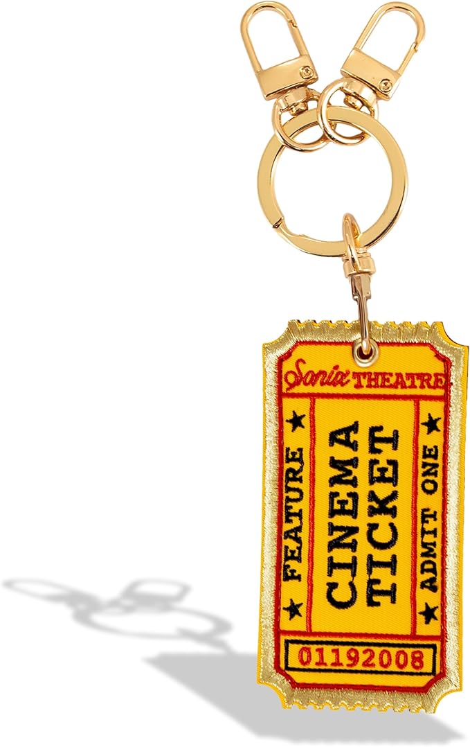 Sonix Keychain Case Compatible with Apple AirTag | Protective AirTag Cover Keychain Charm | Embroidered Cinema Tag Charm | Movie Ticket