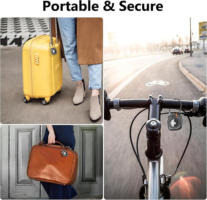 Compatible with Apple AirTag Secure Lock with Wire Cable, 3-Digit Combination Luggage Locks, Alloy Body Ultra Durable Anti-Lost Protective Case for Luggage, Suitcase (Black/White/Green/Grey)