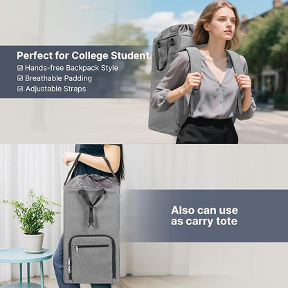Bukere Laundry Backpack for College Students Dorm Essentials, Extra Large 90L Hanging Bag with Adjustable Shoulder Straps, Portable Laundry Tote for Apartment, Laundromat, Travel