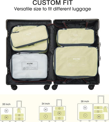 G4Free 6 Set Compression Packing Cubes, 3 sizes Travel Packing Organizers for Suitcases, Expandable Luggage Suitcase Storage Bags Set, Lightweight Packing Cubes Travel Essentials