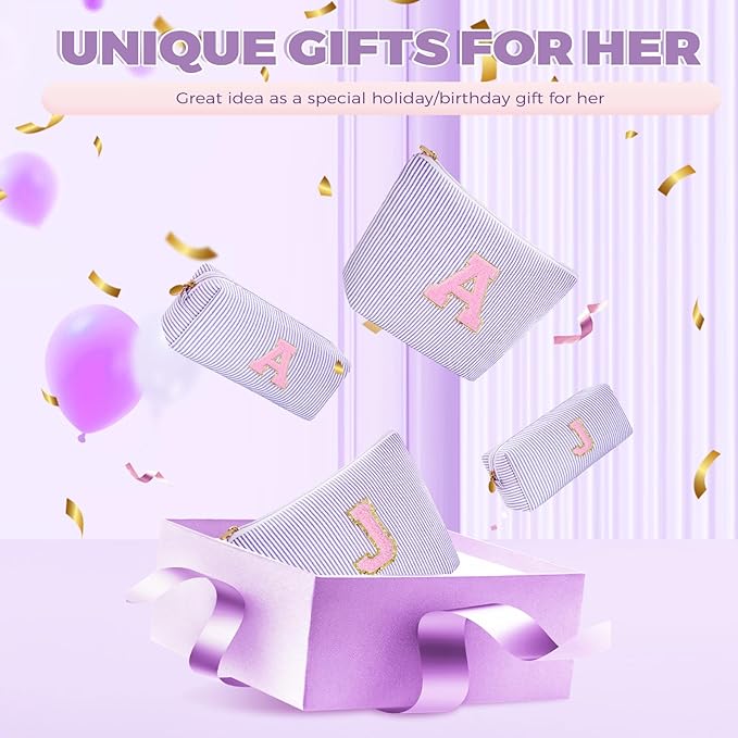 Gifts for Girls Teens Kids - Birthday Gift for Daughter Sister Her,Travel Essentials,Teen Girl Essentials,Cute Trendy Stuff Makeup Bag Set Cosmetic Bag - Lavender,S