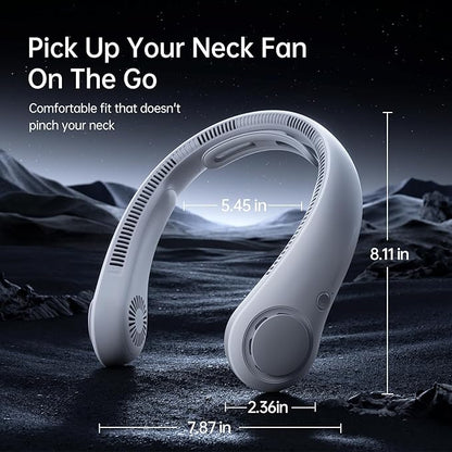 JISULIFE Portable Neck Fan Upgraded, Neckbrace Personal Hands Free, 5 Speed Gears Adjustment, 5000 mAh Wearable Bladeless Quiet Rechargeable for Outdoor Indoor, Gifts for Women Men- Foggy Grey