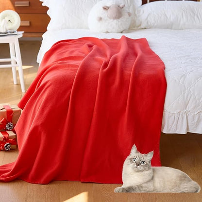 CAI TENG Fleece Throw Blankets Bulk Soft Lightweight Solid Warm Kids Blanket Cozy Christmas Fleece Blanket for Couch Bed Travel Wedding Gifts Outdoor 6 Pack Red 50 x 60 inch