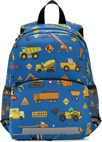 Construction Kid's Toddler Backpack for Boys Girls Preschool Nursery with Safety Leash (01148)