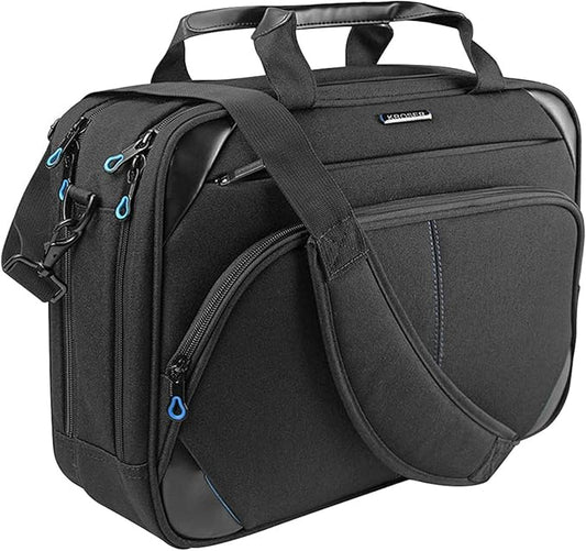 KROSER Laptop Bag 15.6 Inch Briefcase Messenger Bag Water Repellent Computer Case Shoulder Bag Durable Tablet Sleeve with RFID Pockets for Business/College/Women/Men - Black/Blue