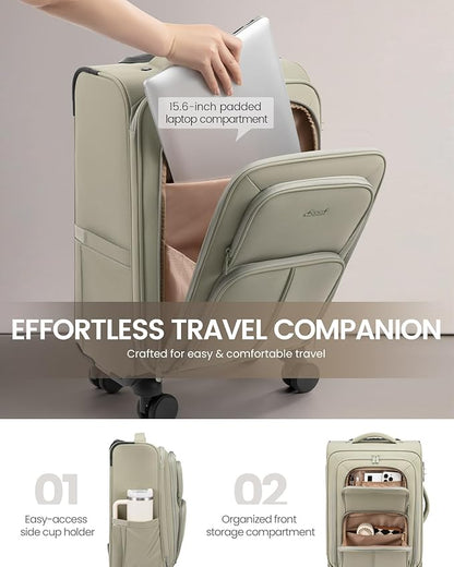 LOVEVOOK Carry On Luggage 22x14x9 Airline Approved, 22 Inch Softside Suitcases with Spinner Wheels, Lightweight Carry-on Suitcase with TSA Lock for Women Men, Large Luggage for Travel Business Trip