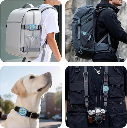 for AirTag Dog Collar Holder, Dog Air Tag Holder, IP68-Waterproof | Lightweight Silicone | Anti-Lost | Ultra-Durable | Compatible with Apple AirTags (Black+Bule)
