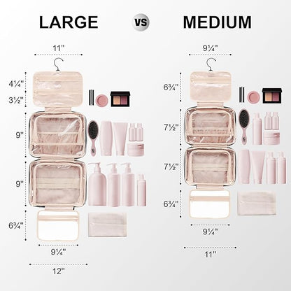 Everfun Hanging Travel Toiletry Bag Christmas Gifts for Women Traveling With Leakproof Compartment Makeup Cosmetic Organizer Dopp Kit Travel Accessories Essentials Must Have