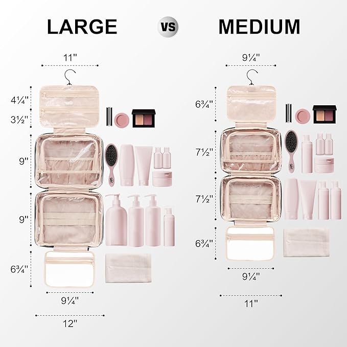 Everfun Hanging Travel Toiletry Bag Christmas Gifts for Women Traveling With Leakproof Compartment Makeup Cosmetic Organizer Dopp Kit Travel Accessories Essentials Must Have