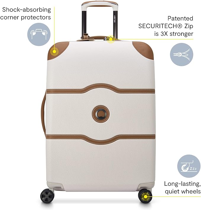 DELSEY PARIS Chatelet Air 2.0 Hardside Luggage with Spinner Wheels, Pink, Checked-Medium 24 Inch