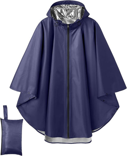 COOFANDY Rain Ponchos for Adults Full Zip Lightweight Rain Jackets Waterproof Packable Raincoats with Hood Hiking Camping