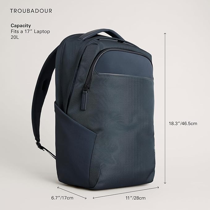 Troubadour Neo Backpack - 22L Lightweight Laptop Backpack - Ergonomic & Water Resistant - Versatile Style for Work and Travel - Basalt