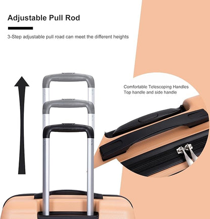 Travelhouse Luggage Sets, Expandable Hardside Suitcases 24in/28in, Carry on 20in,3 Piece Set Travel Luggages Clearance with Double Spinner Wheels TSA Lock Lightweight (Peach-66)