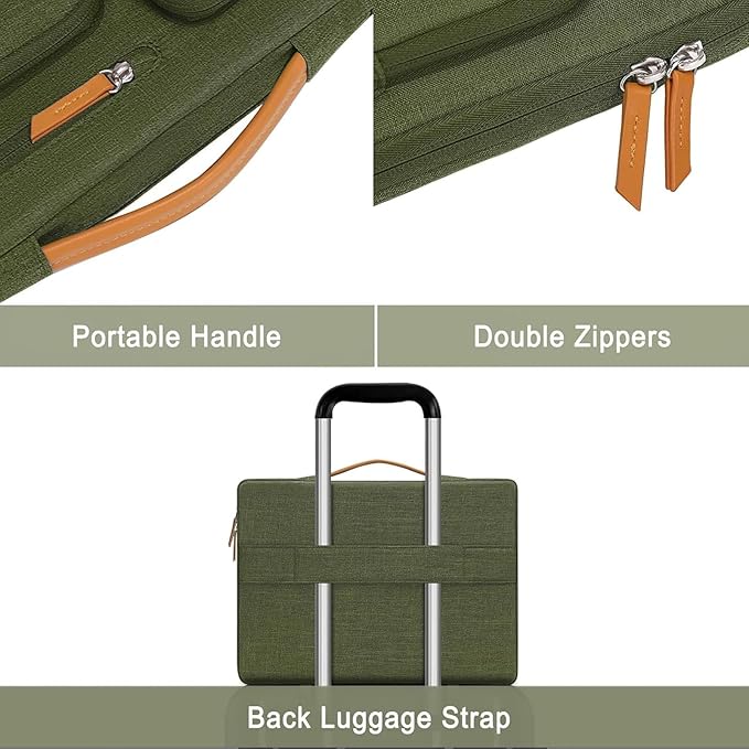MOSISO 360 Protective Laptop Case 16 inch, 15-15.6 inch Laptop Sleeve Compatible with MacBook Pro 16, HP, Acer, Dell, Lenovo, ASUS, Side Open Carrying Case with 4 Zipper Pockets&Handle, Olive Green