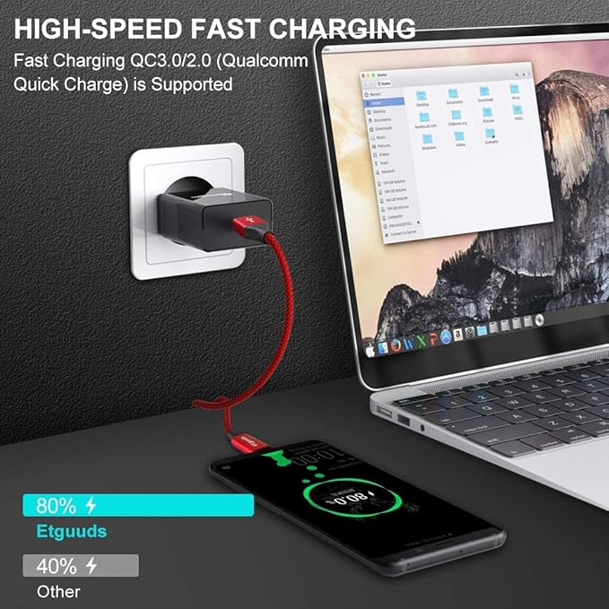 etguuds USB to USB C Cable 0.5ft, 2-Pack Short USB A to Type C Charger Cord Fast Charging for Samsung Galaxy A17 A16 A15 A26 A36 A56, S25 S24 S23 S22 S21 S20 S10 Note 20, for iPhone 17 16 15, Moto