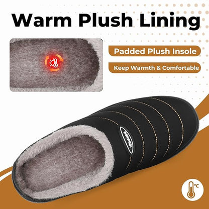 Mishansha Mens Womens House Slippers Warm Fur Lined Winter House Shoes Slip on Cozy Indoor Outdoor Slipper