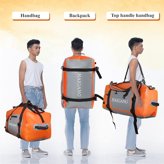 150L Waterproof Duffel Bag Travel Dry Bag, Large Capacity, Adjustable Thickened Straps and Handles, Zip Closure, Air Valve, Keep Equipment Safe, Suitable for Boating Rafting Orange