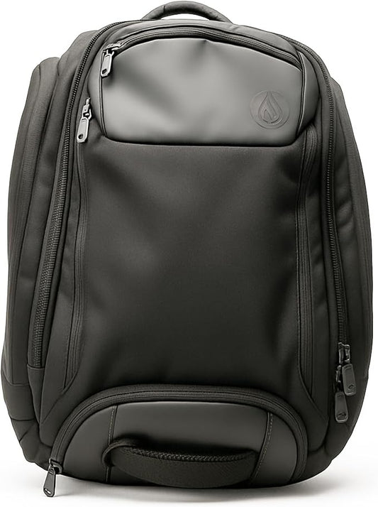 6-in-1 Traveler Backpack – Convertible Carry-On Travel Bag, Expandable 40–55L Storage, Ergonomic Design with Drink Holders & Padded Laptop Pocket, Weather-Resistant Ballistic Nylon, Black