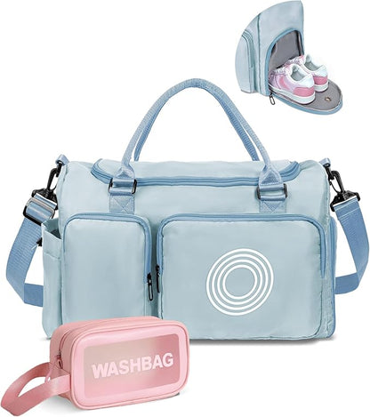 Initial Gym Bag for Girls, Kids Travel Duffle Bag, Sports Bag, Personalized Weekender Bag with Shoes Compartment, Graduation gifts, Girls Gifts for Kids