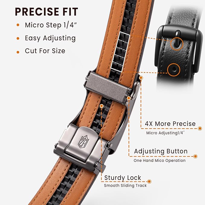 Zitahli Mens belt 2 Pack - Men Leather Belt Design for Work Business and Casual Golf Jeans-Men's Accessories Gifts for Men