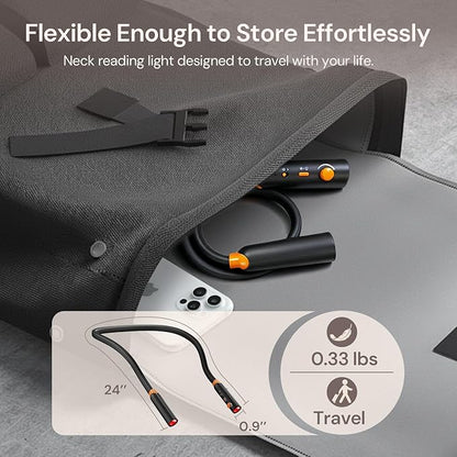 Neck Reading Light, Rechargeable Book Light for Reading at Night, 660nm Red Light & White Modes, Flexible 360° Bendable, Lightweight for Reading, Travel, Eye Care, Better Sleep & Recovery