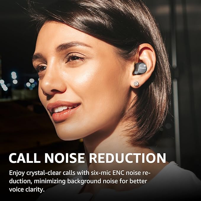 TOZO NC9 Hybrid Active Noise Cancelling Wireless Earbuds, 6 Mics ENC Clear Call, IPX8 Waterproof, in Ear Bluetooth 5.3 Headphones Stereo Bass Ear Buds 59H Playtime with LED Display 32 EQs via APP