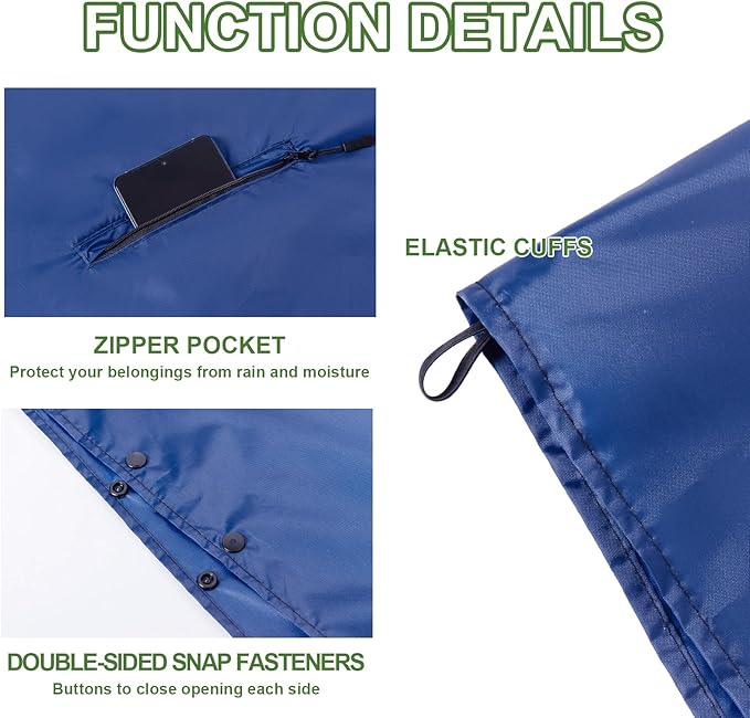 Hooded Rain Ponchos for Adult - Rain Coat and Rain Jacket with Waterproof Pocket and Zipper