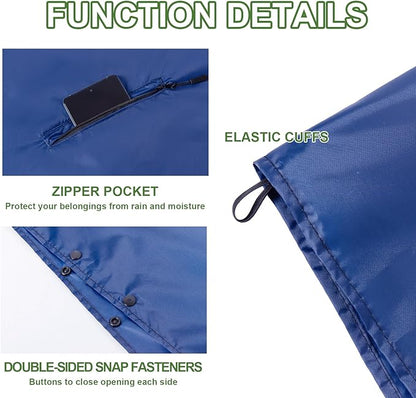 Hooded Rain Ponchos for Adult - Rain Coat and Rain Jacket with Waterproof Pocket and Zipper