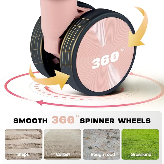 LARVENDER Luggage Sets 3 Piece, Hardside PP Carry On Luggage Suitcase with 360° Spinner Wheels Suitcase Sets for Women Men, Pink