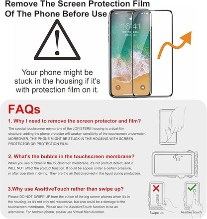 Waterproof Phone Case for Snorkeling & Diving (33ft/10m), IP68 Waterproof Hard Case for Swimming, Universal Underwater Touch Screen Case Compatible with iPhone (Orange, 4th Generation Phone Case)