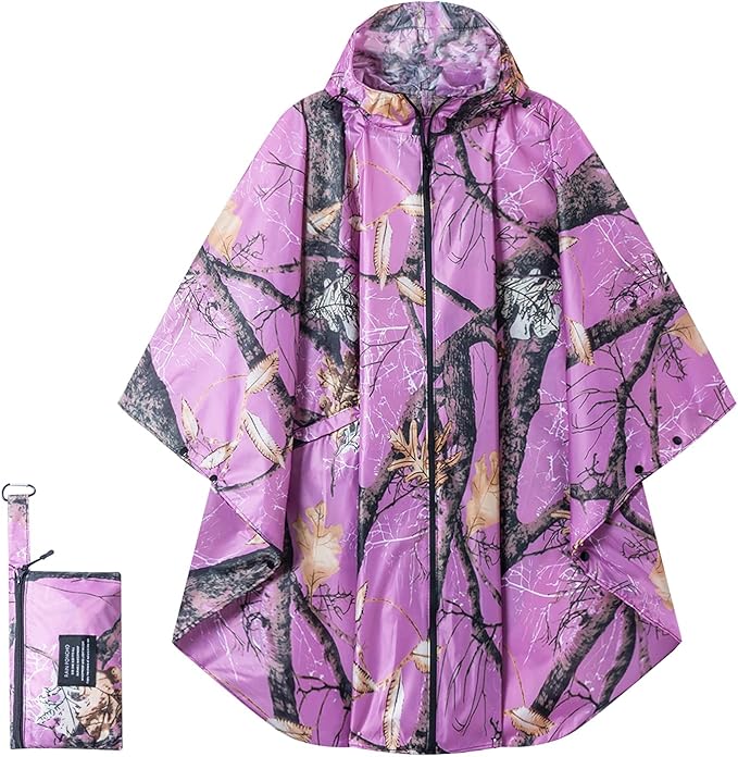 Hooded Rain Ponchos for Adult - Rain Coat and Rain Jacket with Waterproof Pocket and Zipper
