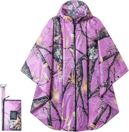 Hooded Rain Ponchos for Adult - Rain Coat and Rain Jacket with Waterproof Pocket and Zipper