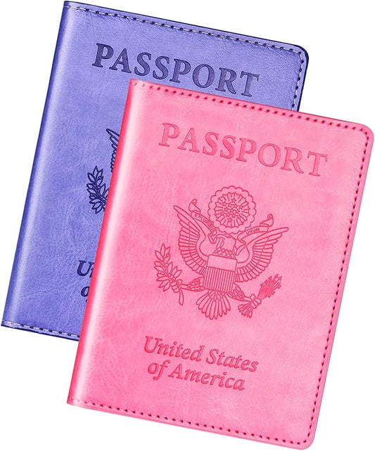 Herain Passport Holder for Travel Cruise Essentials 2 Pcs, Passport Cover Wallet Case Christmas Gifts Women Men Family, Passports Book Holders Travel Gifts Accessories Vacation Must Haves