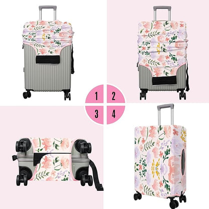 Travel Luggage Cover Suitcase Protector Fits 18-32 Inch Wheel Covers PatternedTravel Related Items Flower Luggage Protector Elastic M