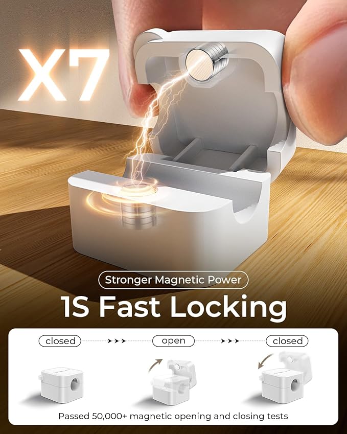 MRGLAS 20-Pack Magnetic Cable Management Cord Organizer,[1s Lock] Cable Holder Clips -Desk Cable Clips [Cable Smooth Adjustable], Adhesive Wire Organizer Keeper for Nightstand Desktop Wall Car Office
