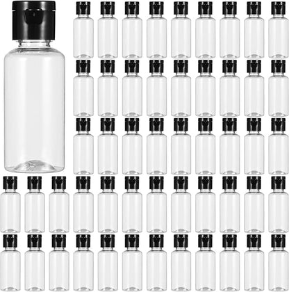100 PCS 1OZ Travel Bottles with Flip Cap - 30 ml Clear Plastic Travel Size Containers, Portable Leak Proof Squeeze Bottles Refillable Empty Cosmetic Containers for Liquid Shampoo Lotion, Black